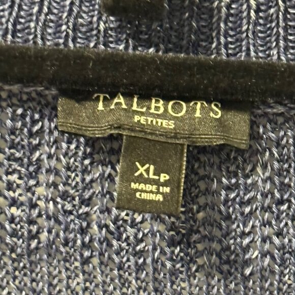 Talbots Petites Navy Open-Front Cardigan Sweater XLP 100% Linen Lightweight Knit - Picture 5 of 12